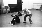 New York City Ballet rehearsal of "L'Enfant et Les Sortilèges" George Balanchine with puppet heads teases Rosemary Dunleavy, choreography by George Balanchine (New York)