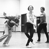 New York City Ballet rehearsal of "Union Jack" with George Balanchine,Jean-Pierre Bonnefous and Patricia McBride, choreography by George Balanchine (New York)