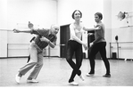 New York City Ballet rehearsal of "Union Jack" with George Balanchine,Jean-Pierre Bonnefous and Patricia McBride, choreography by George Balanchine (New York)