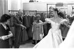 George Balanchine and Karin von Aroldingen (right) in a costume fitting for "Vienna Waltzes"