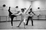 New York City Ballet rehearsal for "Jewels" (Rubies) with Mikhail Baryshnikov, Edward Villella & Patricia McBride, choreography by George Balanchine (New York)