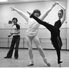 New York City Ballet rehearsal for "Jewels" (Rubies) with Mikhail Baryshnikov, Edward Villella & Patricia McBride, choreography by George Balanchine (New York)