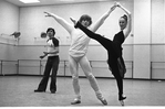 New York City Ballet rehearsal for "Jewels" (Rubies) with Mikhail Baryshnikov, Edward Villella & Patricia McBride, choreography by George Balanchine (New York)