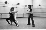 New York City Ballet rehearsal for "Jewels" (Rubies) with Mikhail Baryshnikov, Edward Villella & Patricia McBride, choreography by George Balanchine (New York)