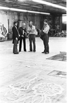New York City Ballet designer Rouben Ter-Arutunian oversees painting of drops for his sets for "Tricolore" with stage managers Ronald Bates and Perry Silvey, choreography by Peter Martins, Jerome Robbins and Jean-Pierre Bonnefous (New York)