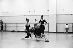 New York City Ballet rehearsal of "Moves" with Jerome Robbins, Jerri Kumery and Helene Alexopoulos at right, choreography by Jerome Robbins (New York)