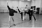 New York City Ballet rehearsal of "Eight Lines" with Jerome Robbins and dancers Kyra Nichols, Maria Calegari, Ib Andersen and Sean Lavery, choreography by Jerome Robbins (New York)