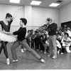 New York City Ballet rehearsal of "Firebird" with Jerome Robbins rehearsing his choreography for the Monsters,with Firebird Merrill Ashley and Joseph Duell, choreography "Firebird" by George Balanchine (New York)