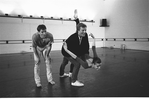 New York City Ballet rehearsal of "Barber Violin Concerto" with Peter Martins and dancers Merrill Ashley and guest artist David Parsons, choreography by Peter Martins (New York)