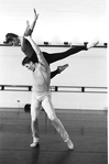 New York City Ballet rehearsal of "Barber Violin Concerto" with dancers Merrill Ashley and guest artist David Parsons, choreography by Peter Martins (New York)