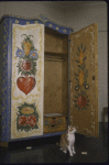New York City Ballet photograph of Balanchine's cat Mourka in a  cabinet  designed and painted by George Balanchine (New York)