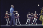 New York City Ballet rehearsal of "Danses Concertantes" with George Balanchine and dancers Susan Hendl, Colleen Neary, Renee Estopinal and Merrill Ashley, choreography by George Balanchine (New York)
