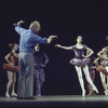 New York City Ballet rehearsal of "Danses Concertantes" with George Balanchine and dancers, choreography by George Balanchine (New York)