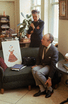 New York City Ballet costume fittings for "Don Quixote" with costumer Barbara Karinska and George Balanchine, choreography by George Balanchine (New York)