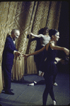 New York City Ballet: George Balanchine takes a bow with Peter Martins and Kay Mazzo after "Violin Concerto" premiere, choreography by George Balanchine (New York)