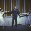 New York City Ballet: George Balanchine takes a bow with Karin von Aroldingen and Suzanne Farrell after premiere of "Davidsbündlertänze", choreography by George Balanchine (New York)