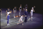 New York City Ballet George Balanchine takes a bow with Sean Lavery, Karin von Aroldingen and Colleen Neary, Adam Luders after the Premiere of "Kammermusik No. 2", choreography by George Balanchine (New York)