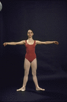 New York City Ballet dancer Melinda Roy demonstrates the ballet second position (New York)