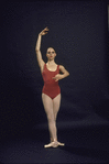New York City Ballet dancer Melinda Roy demonstrates a variation of the ballet third position (New York)