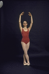 New York City Ballet dancer Melinda Roy demonstrates the ballet fifth position (New York)