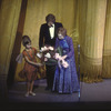 New York City Ballet Gala for the School of American Ballet, honoree teacher Alexandra Danilova receives flowers from young School of American Ballet student and Peter Martins (New York)