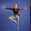New York City Ballet - studio portrait of Bart Cook in costume for "Jewels" (Rubies), choreography by George Balanchine (New York)