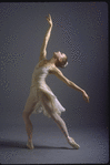 New York City Ballet dancer Heather Watts in a studio portrait in costume for "Tchaikovsky Pas de Deux", choreography by George Balanchine (New York)