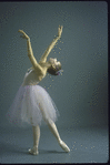 New York City Ballet dancer Melinda Roy in a studio portrait in costume for "Valse Fantasie", choreography by George Balanchine (New York)