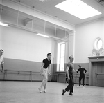 New York City Ballet rehearsal of "Movements for Piano and Orchestra" with George Balanchine and Jacques d'Amboise, choreography by George Balanchine (New York)