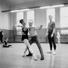 New York City Ballet rehearsal of "Movements for Piano and Orchestra" with Diana Adams,George Balanchine and Jacques d'Amboise, choreography by George Balanchine (New York)