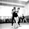 New York City Ballet rehearsal of "Movements for Piano and Orchestra" with Suzanne Farrell and Jacques d'Amboise, at right Karin von Aroldingen and Patricia Neary, choreography by George Balanchine (New York)