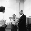 New York City Ballet rehearsal of "Movements for Piano and Orchestra" with George Balanchine and Lincoln Kirstein, choreography by George Balanchine (New York)