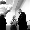 New York City Ballet rehearsal of "Movements for Piano and Orchestra" with George Balanchine and Lincoln Kirstein, choreography by George Balanchine (New York)