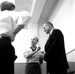 New York City Ballet rehearsal of "Movements for Piano and Orchestra" with George Balanchine and Lincoln Kirstein, choreography by George Balanchine (New York)