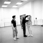 New York City Ballet rehearsal of "Afternoon of a Faun:" with Edward Villella, Jerome Robbins and Patricia McBride, choreography by Jerome Robbins (New York)