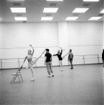 New York City Ballet rehearsal of "Afternoon of a Faun:" with Edward Villella, Jerome Robbins and Patricia McBride, choreography by Jerome Robbins (New York)