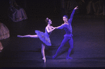 New York City Ballet production of "Sleeping Beauty"; Divertissement Act Two with Margaret Tracey and Damian Woetzel in the Bluebird Variation, choreography by Peter Martins (New York)