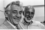 Conductor Leonard Bernstein and choreographer Jerome Robbins during rehearsal for New York City Ballet production of "Dybbuk" (New York)