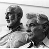 Conductor Leonard Bernstein and choreographer Jerome Robbins during rehearsal for New York City Ballet production of "Dybbuk" (New York)