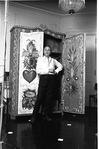 New York City Ballet Master George Balanchine with cabinet he designed and painted himself (New York)