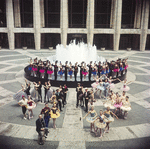New York City Ballet - George Balanchine with dancers on the plaza at Lincoln Center. (New York)