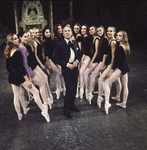 New York City Ballet - George Balanchine (center) Susan Hendl, Lynn Stetson, Deborah Flomine, Marjorie Spohn, Virginia Stuart, Susan Pilarre (Pillarsdorf), Linda Merrill, Renee Estopinal, Kathleen Haigney, Giselle Roberge, Diane Bradshaw, Merrill Ashley, Glorianne Hicks and Gelsey Kirkland (New York)