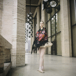 New York City Ballet - Suzanne Farrell poses on balcony of the New York State Theater (New York)