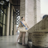 New York City Ballet - Suzanne Farrell poses on balcony of the New York State Theater in costume for "Ballet Imperial ", choreography by George Balanchine (New York)