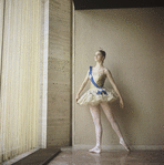New York City Ballet - Suzanne Farrell poses on the promenade of the New York State Theater in costume for "Ballet Imperial ", choreography by George Balanchine (New York)