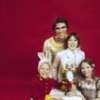 Studio portrait of Jacques d'Amboise and son Christopher, twin daughters Catherine and Charlotte all in costume for a New York City Ballet production of "The Nutcracker." (New York)