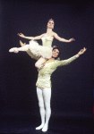 Studio portrait of Patricia McBride and Jacques d'Amboise in costume for "The Nutcracker", in a New York City Ballet production of "The Nutcracker." (New York)