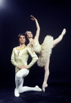Studio portrait of Patricia McBride and Jacques d'Amboise in costume for "The Nutcracker", in a New York City Ballet production of "The Nutcracker." (New York)