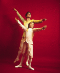 Studio portrait of  Jacques d'Amboise and son Christopher d'Amboise in costume for "The Nutcracker", in a New York City Ballet production of "The Nutcracker." (New York)