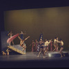 Martha Graham production of "Alcestis" with Martha Graham at left, Paul Taylor with pink scarf and Bertram Ross (C), choreography by Martha Graham